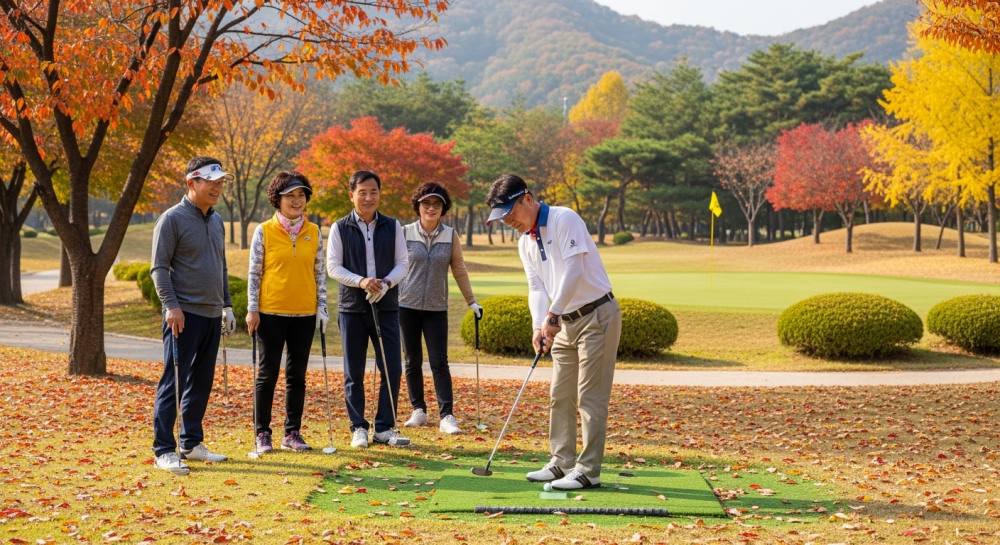 파크골프를 즐기는 중장년층 사진