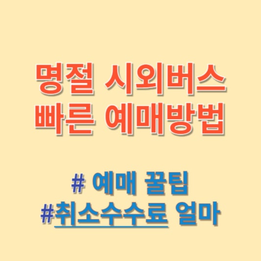 명절 시외버스 예매방법