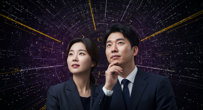 AI 에이전트의 도전 과제와 미래를 함께 고민하는 한국인 남녀