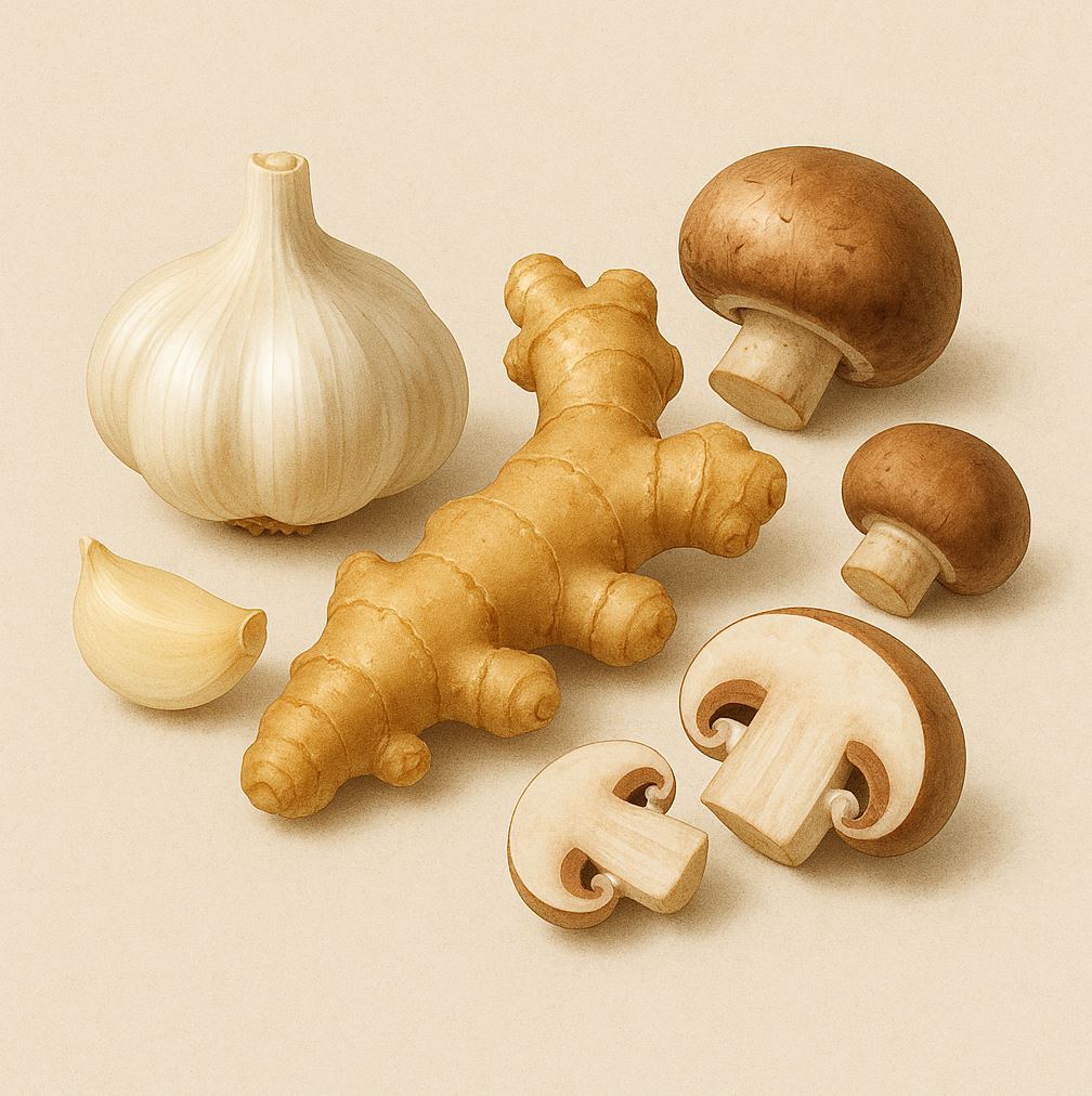 마늘, 생강, 버섯 관련 사진