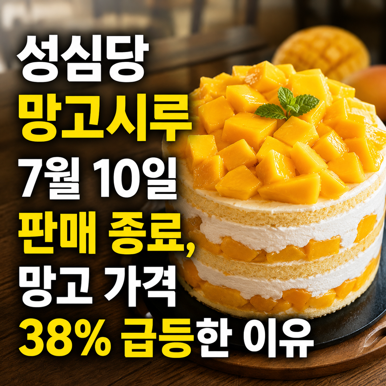 성심당 망고시루 7월 10일 판매 종료, 망고 가격 38% 급등한 이유