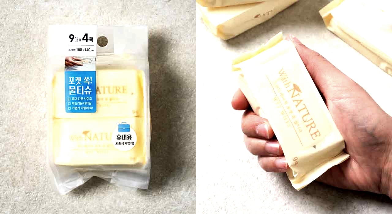 미니 포켓 물티슈 9매입 4개 연출 이미지. [ⓒ다이소몰 공식 홈페이지]
