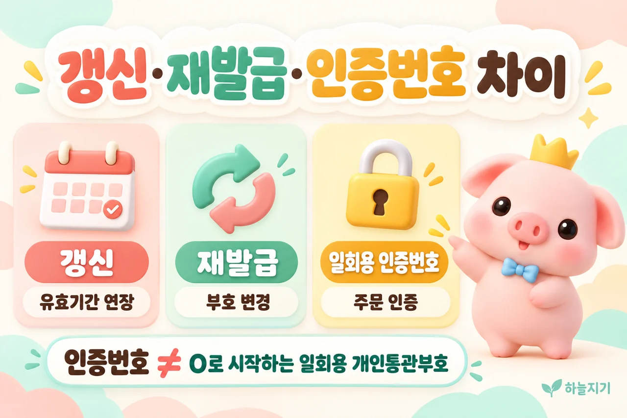 개인통관고유부호 갱신·재발급·일회용 인증번호 차이를 안내하는 소소피그