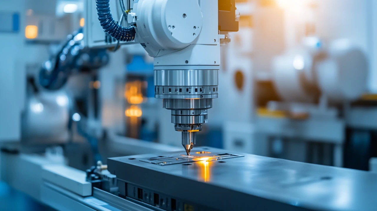 AI 기술로 가득 찬 첨단 기술 현장에서 미래지향적 분위기가 강조되는 장면. 밝은 조명 아래 AI 장비가 혁신적으로 작동하며 2025 투자 테마의 가능성을 보여줍니다. 투자자들에게 기술 혁신을 통한 발전 가능성을 시사.