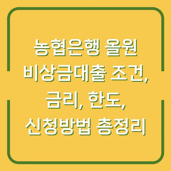 농협은행 올원 비상금대출 조건, 금리, 한도, 신청방법 총정리