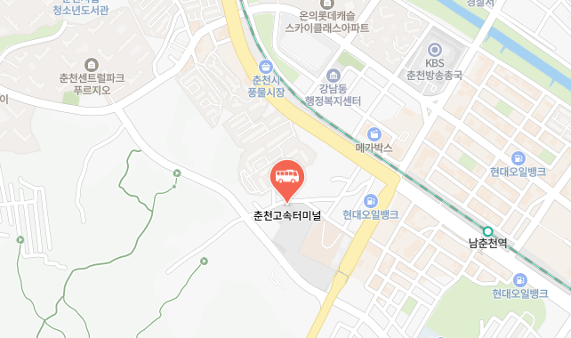 춘천고속버스터미널 위치-지도