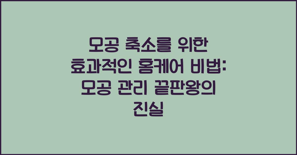 모공 축소를 위한 효과적인 홈케어 비법: 모공 관리 끝판왕