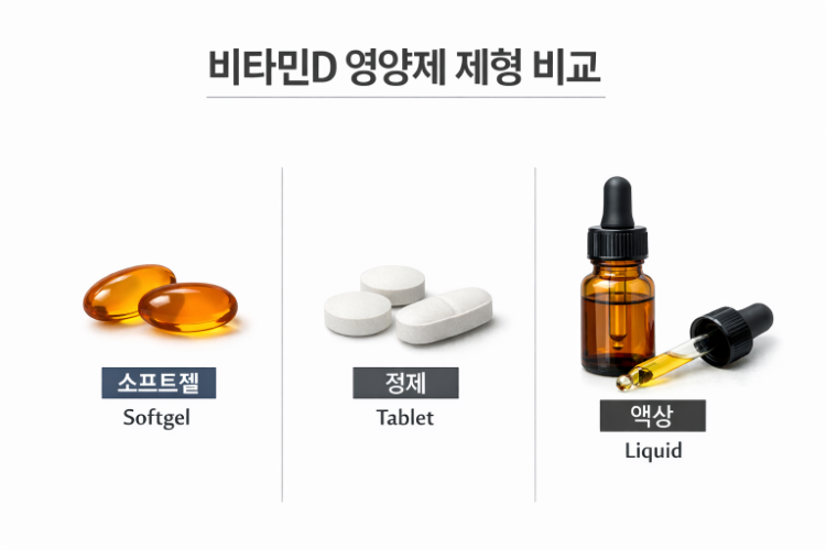 비타민D 영양제 제형 비교 소프트젤 정제 액상