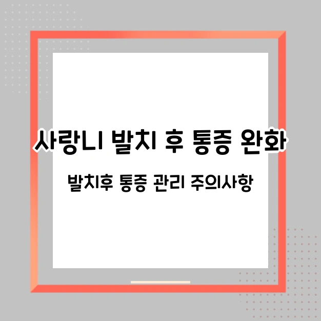 사랑니 발치후 통증완화