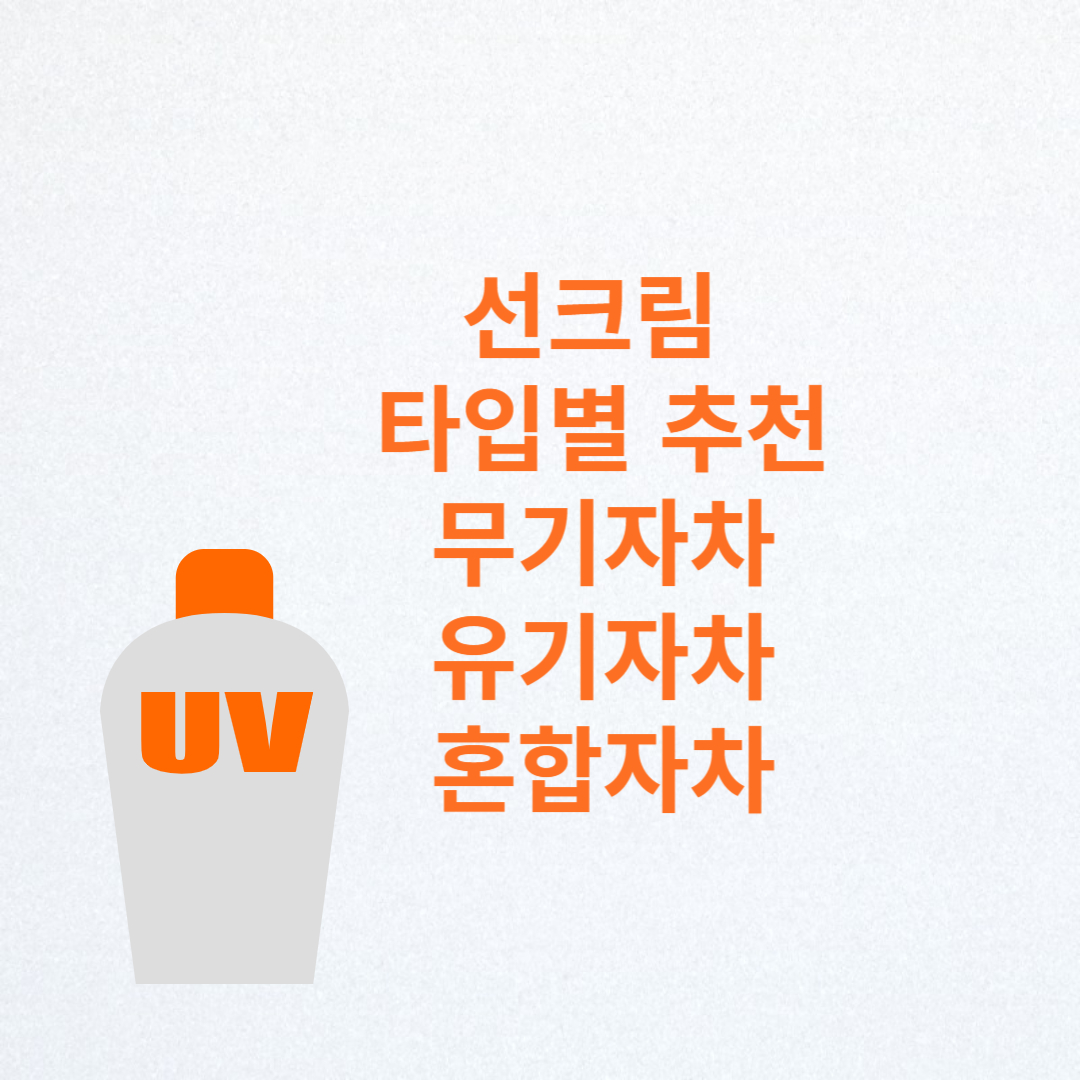 선크림 타입별 추천 정리 무기자차 선크림 유기자차 선크림