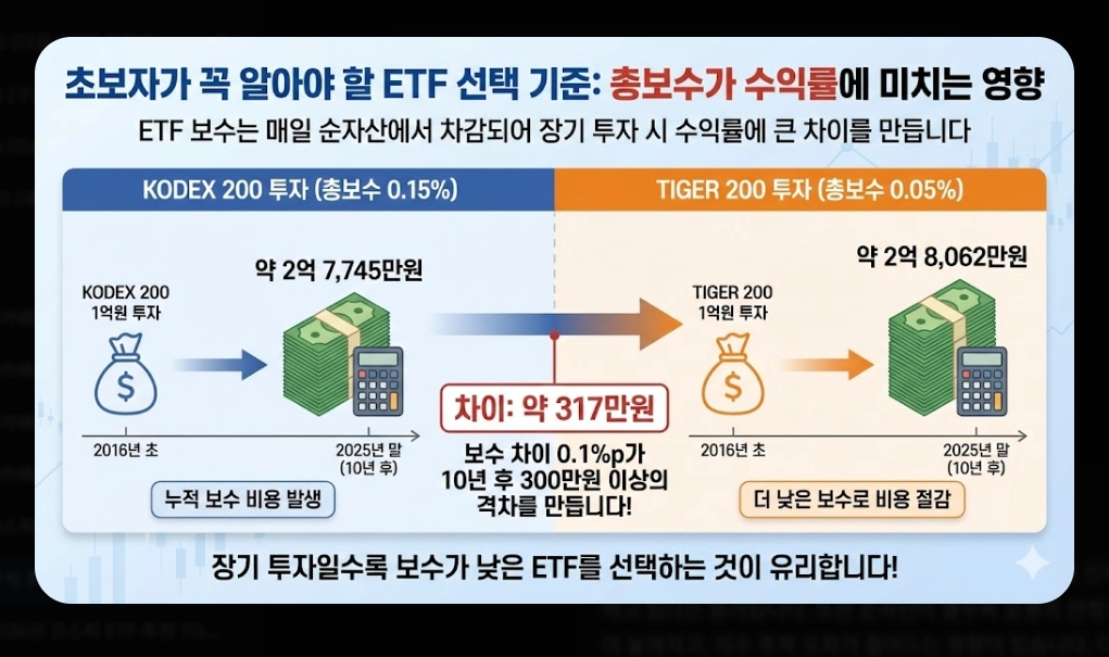 코스피200 ETF 선택 기준 [초보자 필독] KODEX&middot;TIGER&middot;RISE 비교 및 유형별 추천