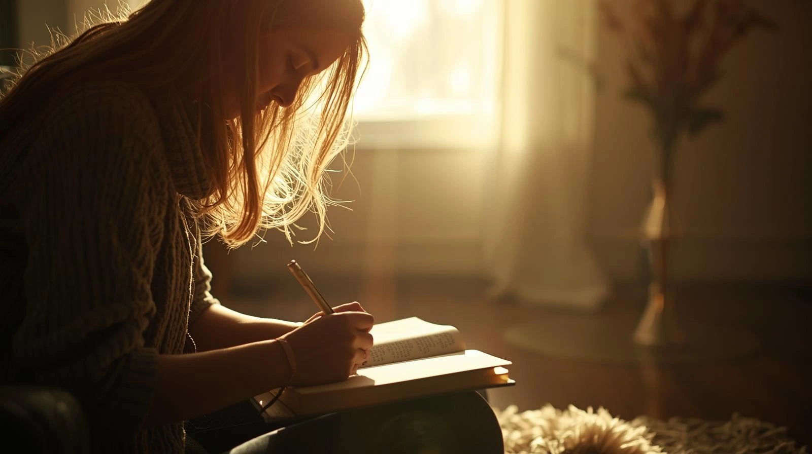 감사일기 작성하는 직장인