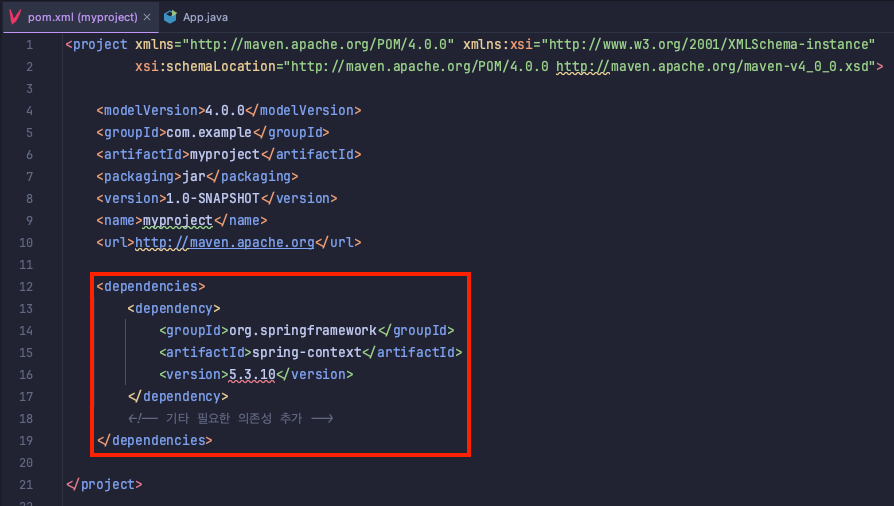 maven pom에 springframework 추가