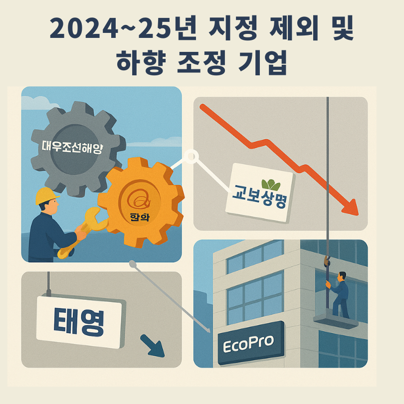 2024~25년 지정 제외 및 하향 조정 기업