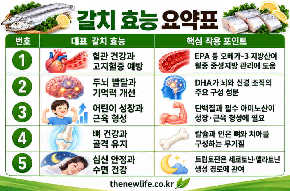 갈치 효능 요약표