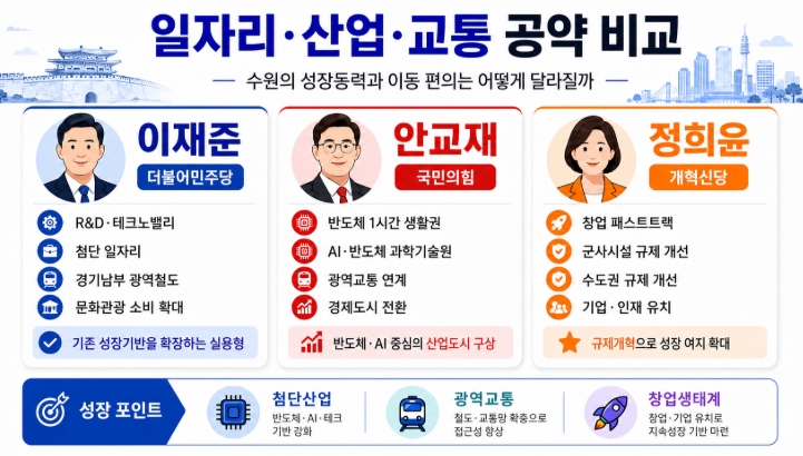 2026 수원시장 후보 공약 비교 이재준 안교재 정희윤 핵심정리