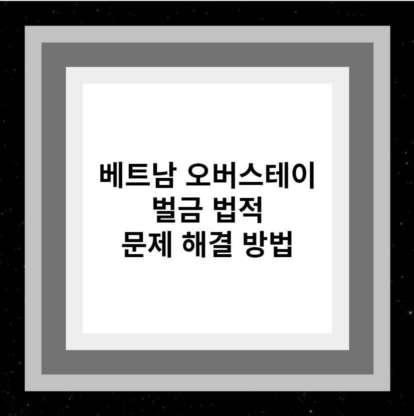베트남 오버스테이 벌금 법적 문제 해결 방법