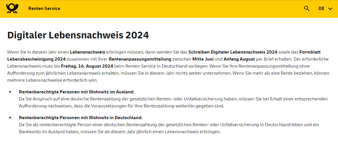Digitaler Lebensnachweis