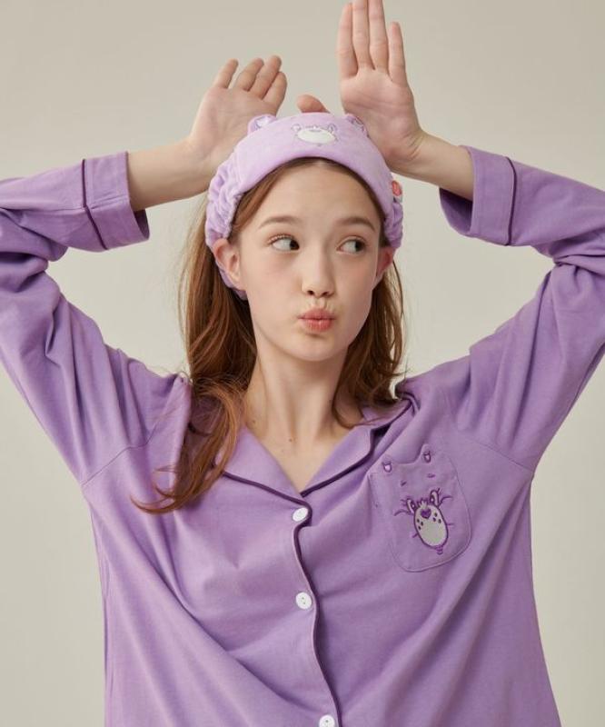 오끼뜨 케어베어귀쫑긋 포켓파자마 긴팔세트퍼플
