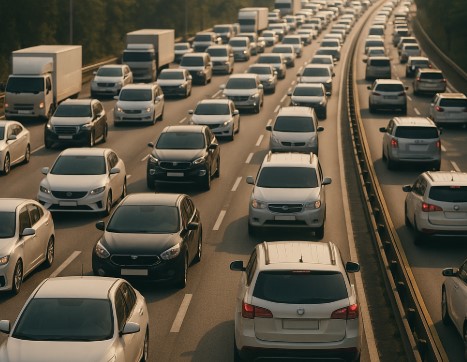 귀경길 차량들 그림