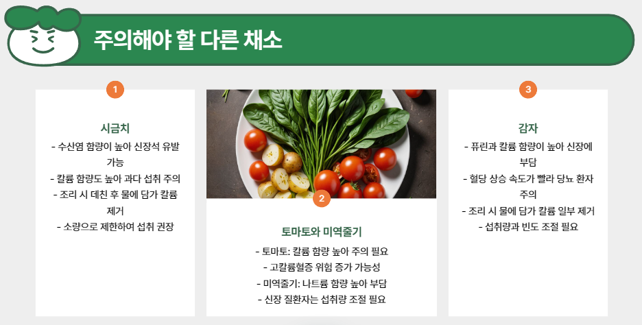 주의해야 할 다른 채소