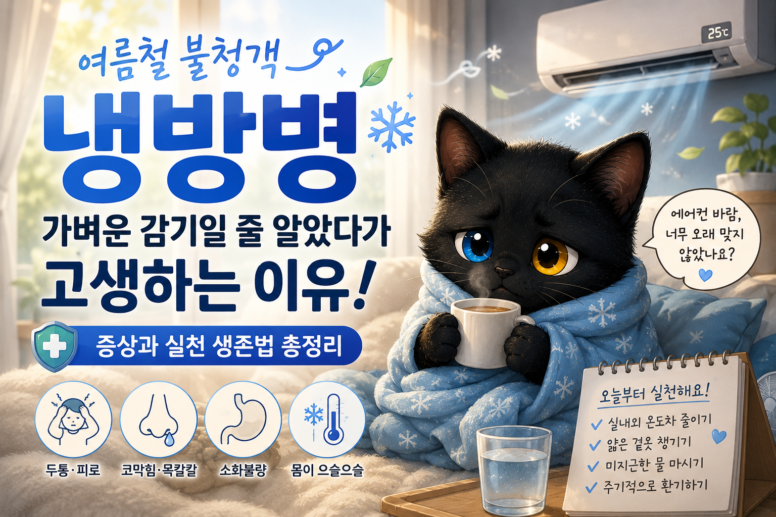 여름철 불청객 냉방병, 단순한 감기일까요? 냉방병 증상과 예방 방법 알아보기