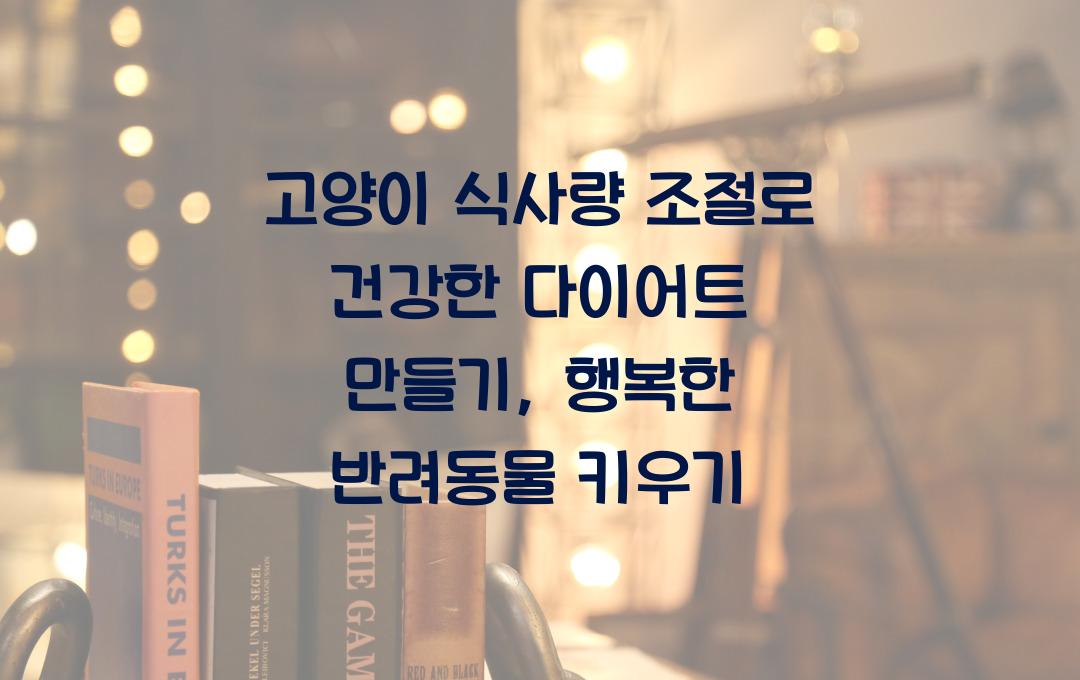 고양이 식사량 조절로 건강한 다이어트 만들기