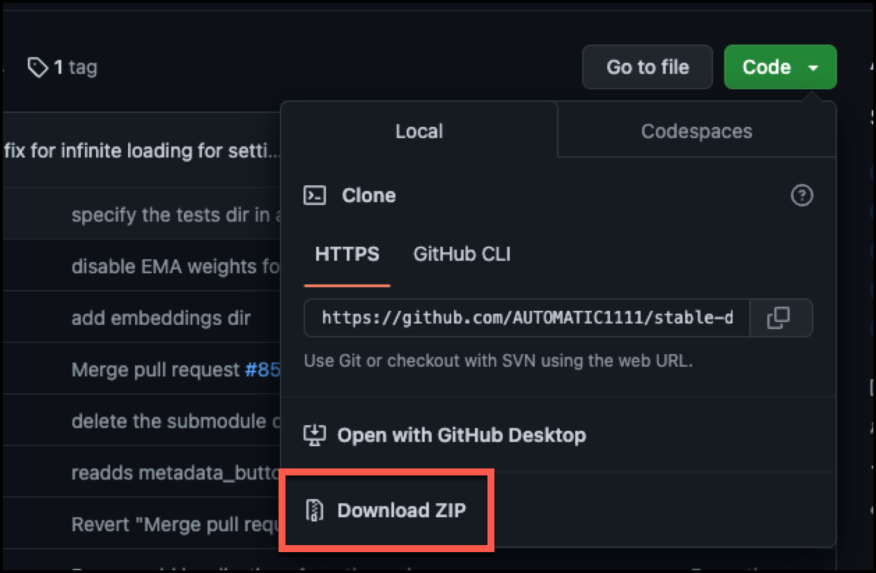 Download ZIP 클릭하기