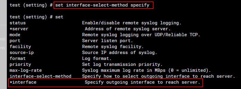 Fortigate syslog 출발지 인터페이스 수동 설정