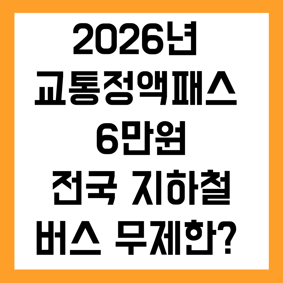 대중교통정액패스 2026년 도입! 단돈 6만 원으로 전국 지하철·버스 무제한?