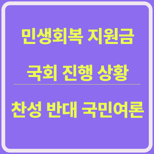 민생회복지원금 현재 국회 진행 상황, 반대입장, 찬성입장, 국민여론