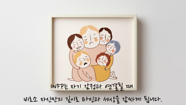 INFP는 자기 감정과 연결될 때 비로소 자신만의 깊이로 타인과 세상을 감싸게 됩니다에 관한 그림