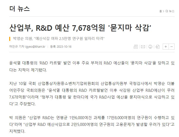 R&D 예산 삭감