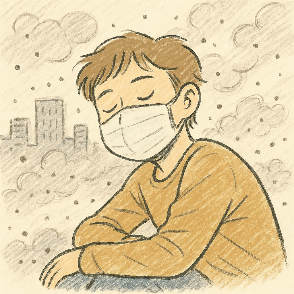 초미세먼지 시즌 여유를 즐기는 남자