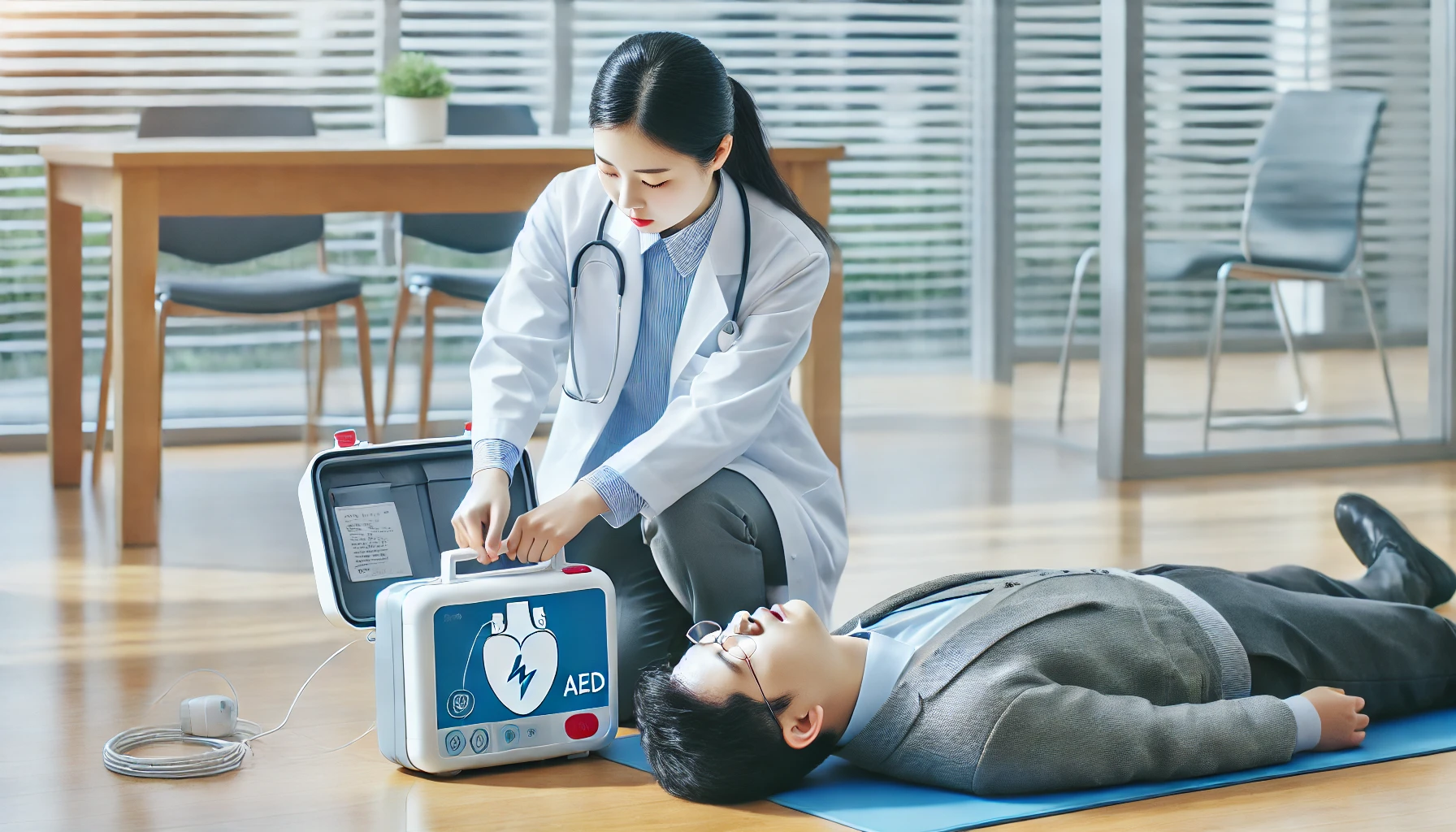 ์๋์ฌ์ฅ์ถฉ๊ฒฉ๊ธฐ(AED)์ฌ์ฉ๋ฒ ๋ฐ ์๋ด ๊ทธ๋ฆฌ๊ณ ๋์์