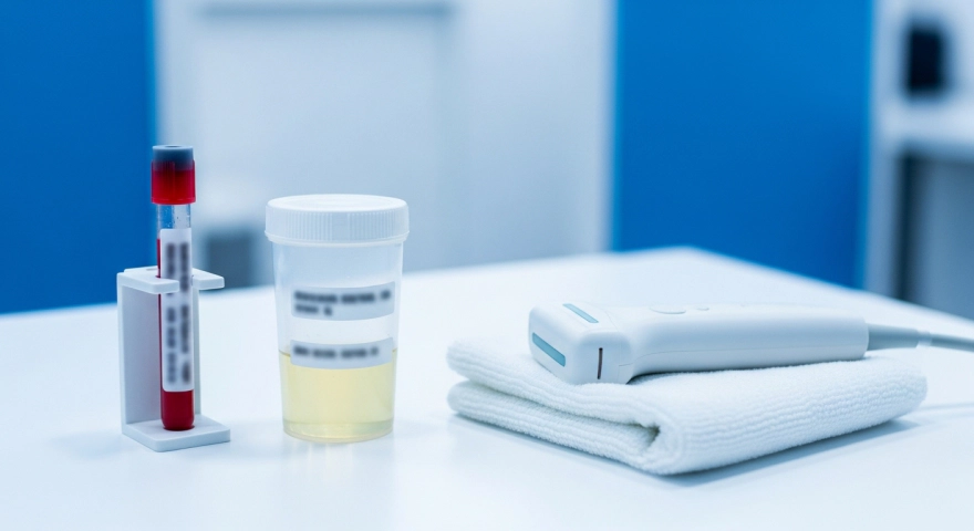 부종 원인을 찾기 위한 혈액검사&middot;소변검사&middot;초음파 도구 이미지