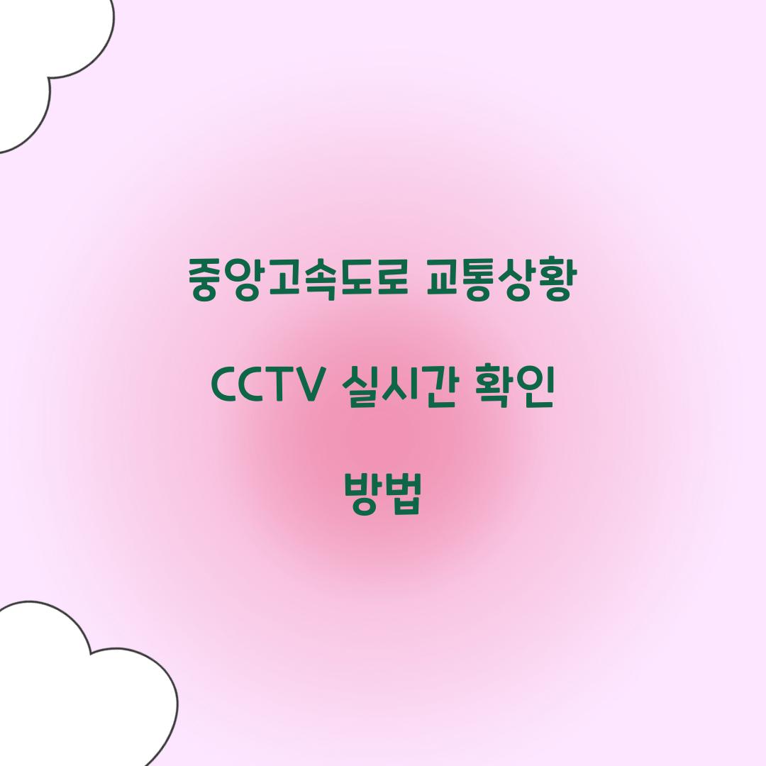 중앙고속도로 교통상황 CCTV