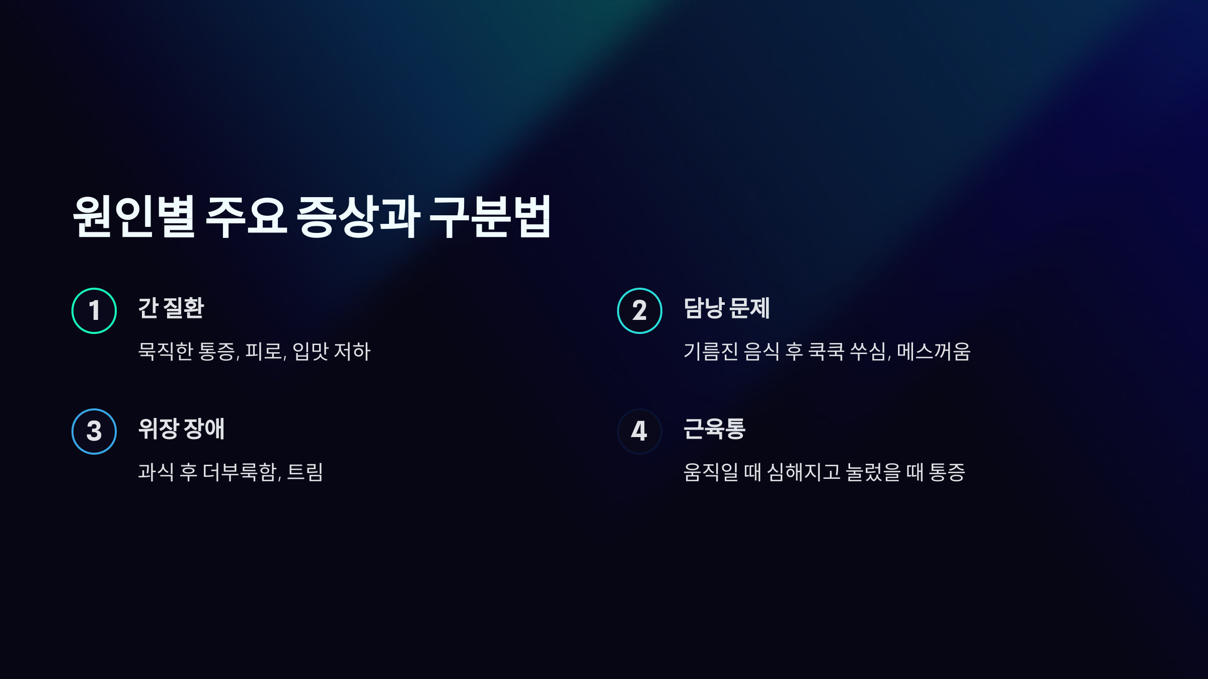 원인별 주요증상과 구분법