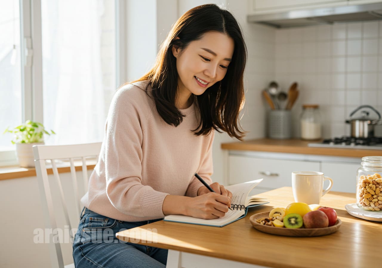 항염 식습관을 기록하며 실천하는 모습