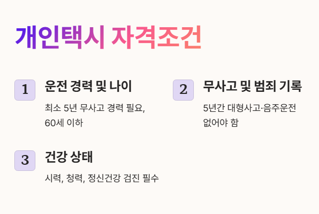 개인택시 자격조건