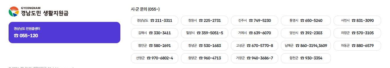 경남 도민생활지원금 홈페이지 화면