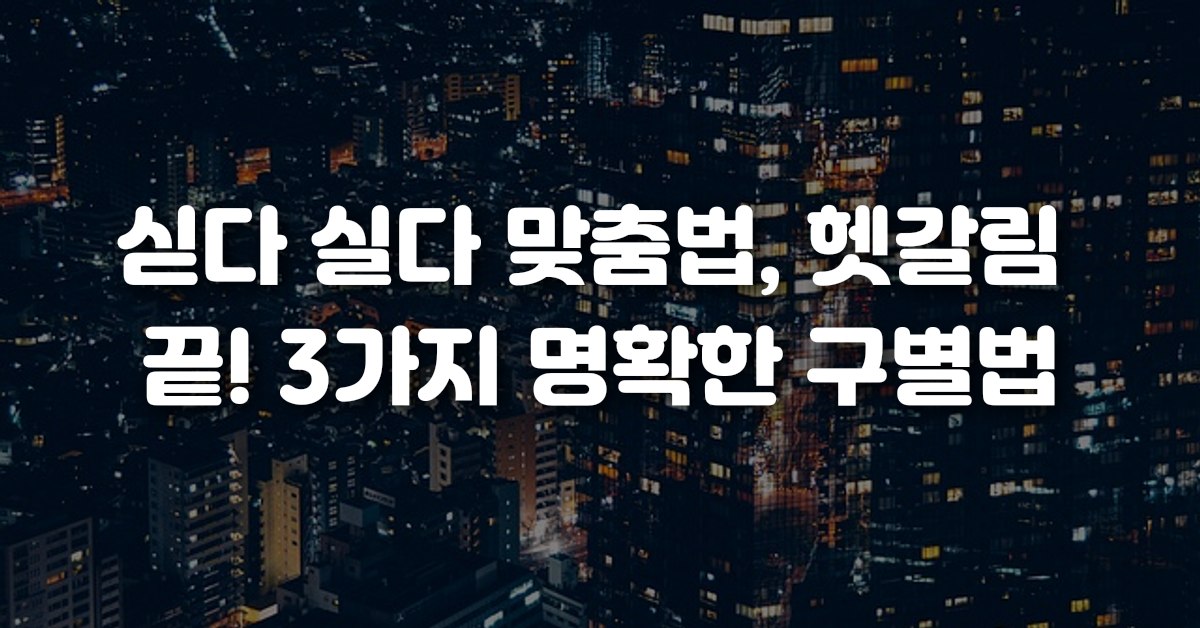 00-싣다_실다_맞춤법_헷갈림_끝_3가지_명확한_구별법