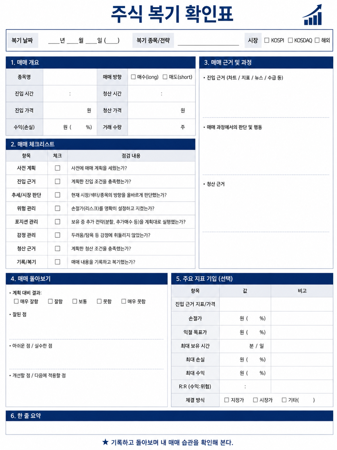 주식 복기 확인표