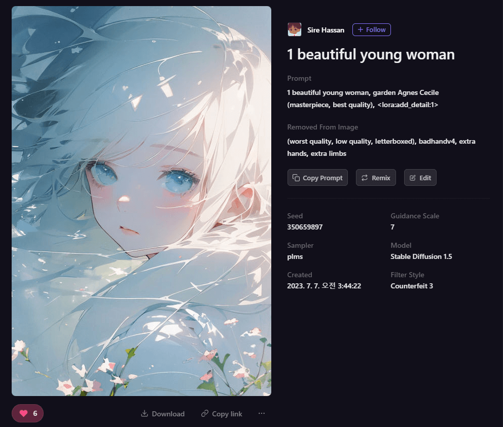 Playground AI 그림 - 신비한 소녀