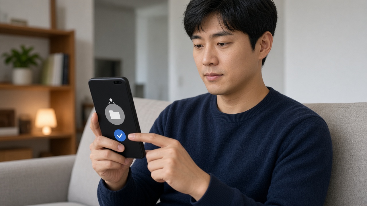 퀵쉐어 알림을 수락하는 한국 성인