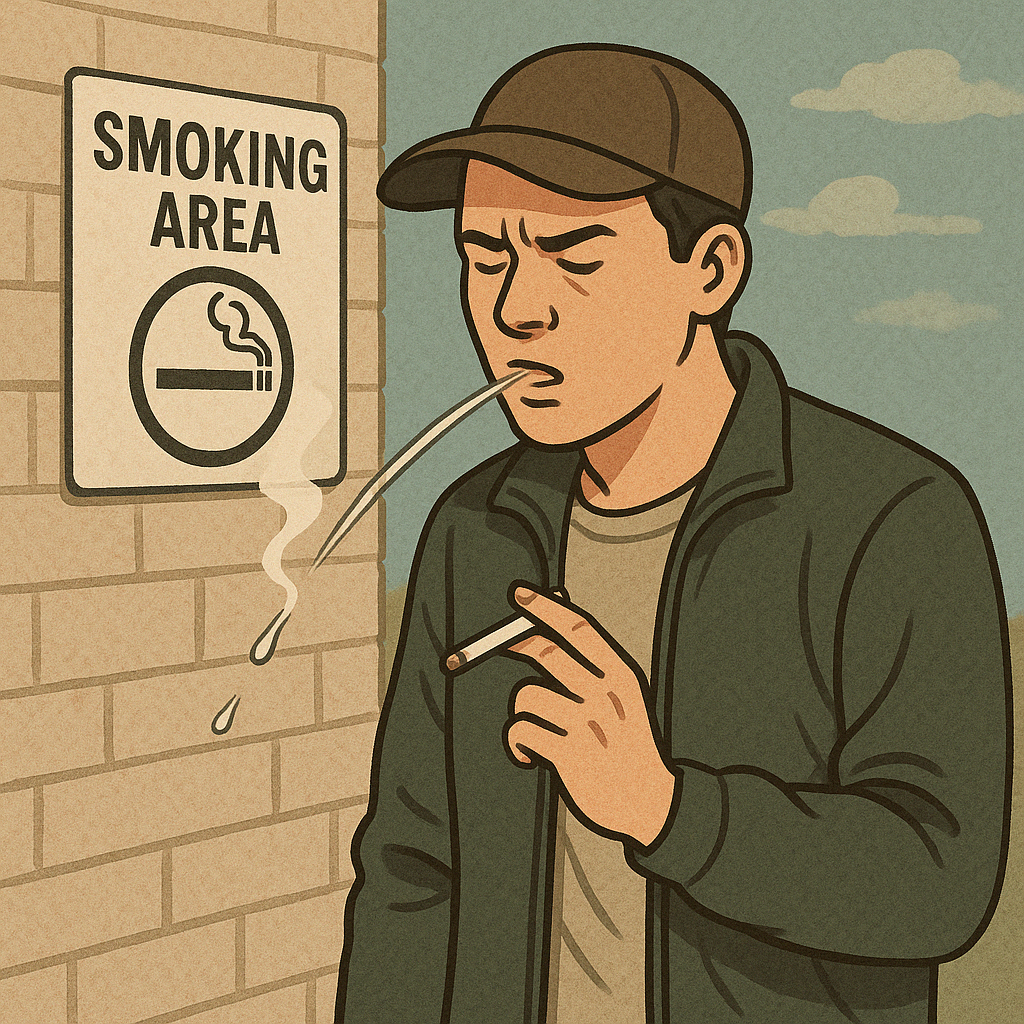 바닥에 침 뱉는 흡연자 일러스트