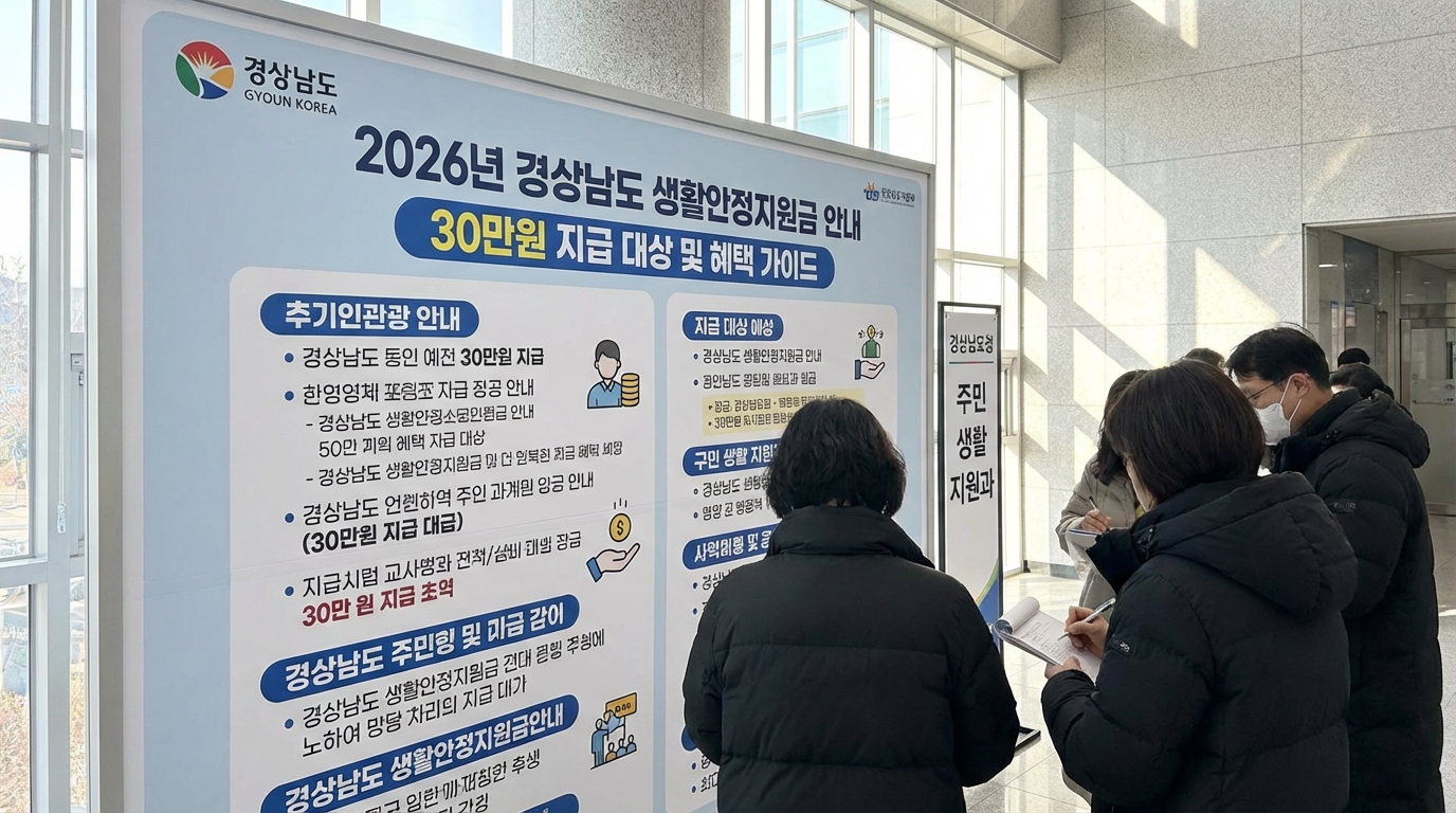 2026년 경상남도 생활지원금 30만원 신청 자격 및 도민 혜택 안내 이미지