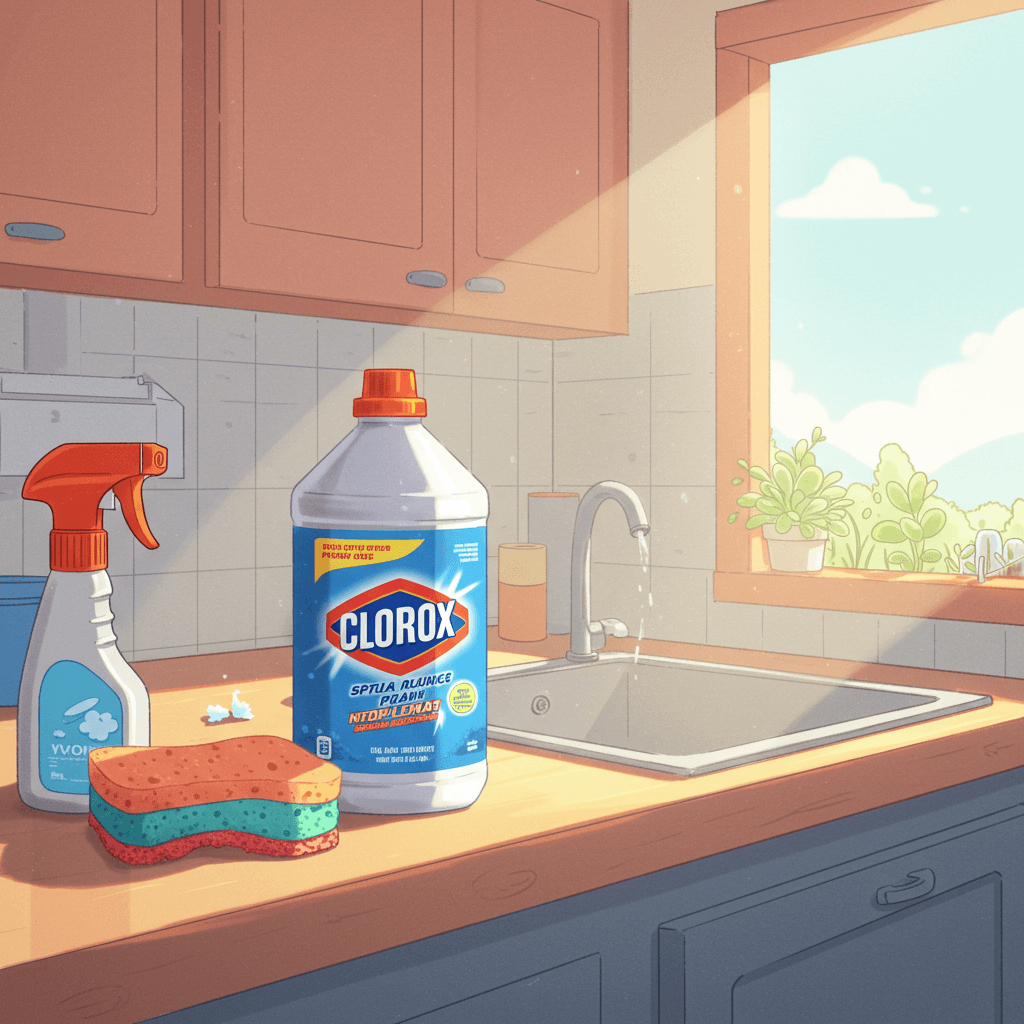 락스를 희석 중