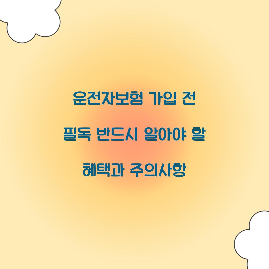 운전자보험 가입 전 필독