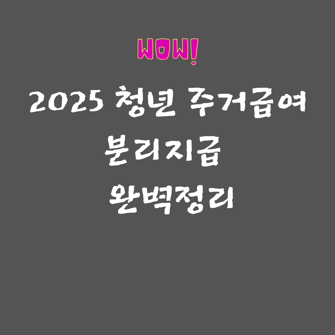 2025 청년 주거급여 분리지급 완벽정리-신청 자격부터 지역별 지원금까지 한눈에!
